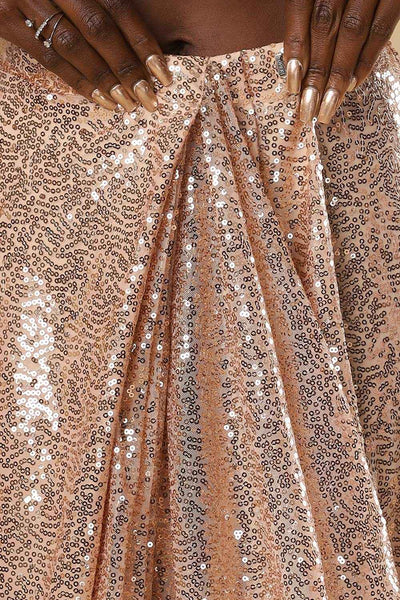 Buy Ciara Rose Gold Luxe Shiny Sequins One Minute Saree Online - Zoom Out