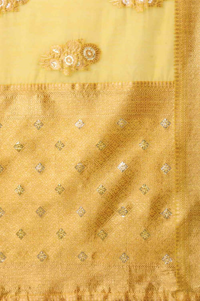 Buy Hailey Yellow Woven Art Silk One Minute Saree Online - Front
