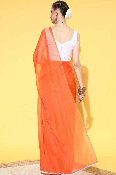 Shop Raven Organza Orange Solid Celebrity One Minute Saree at best offer at our  Store - One Minute Saree