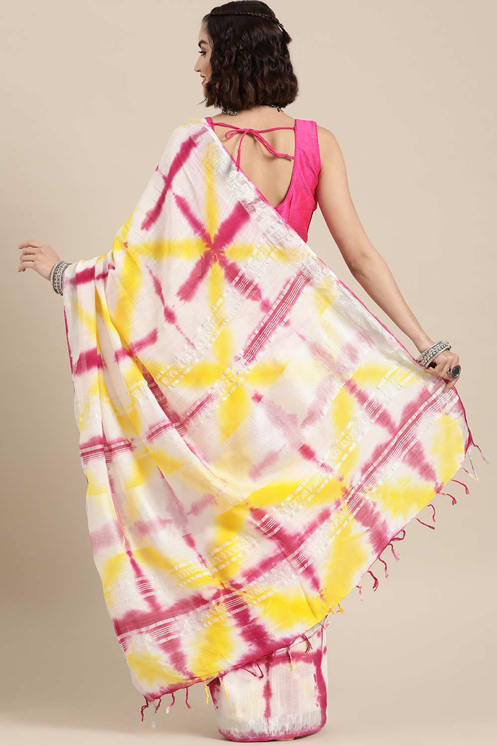 Shop Lily Multi Tie Dye Linen One Minute Saree at best offer at our  Store - One Minute Saree