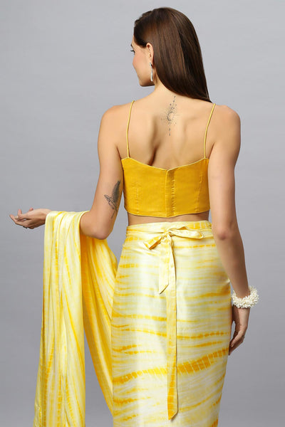 Shop Avril Dark Yellow Satin Silk Spaghetti Strap Blouse at best offer at our  Store - One Minute Saree