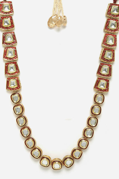 Buy Camran Red & Gold Kundan with Pearl and Ruby Necklace Online - Back