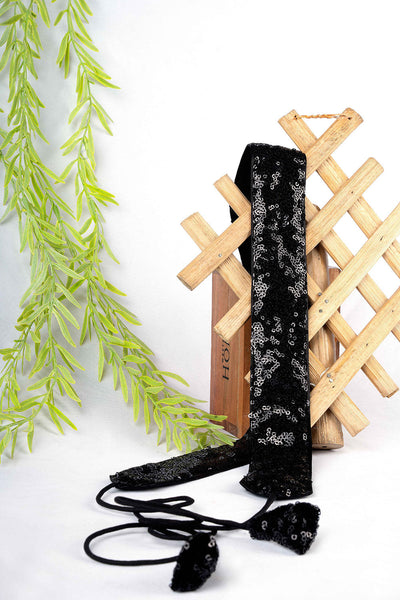 Buy Taara Black Shimmer Sequins Tie Belt for Saree & Dresses Online