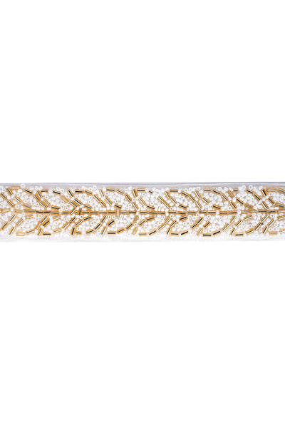 Buy Athena White & Gold Beads Leaf Design Tie Belt for Saree & Dresses Online - Back