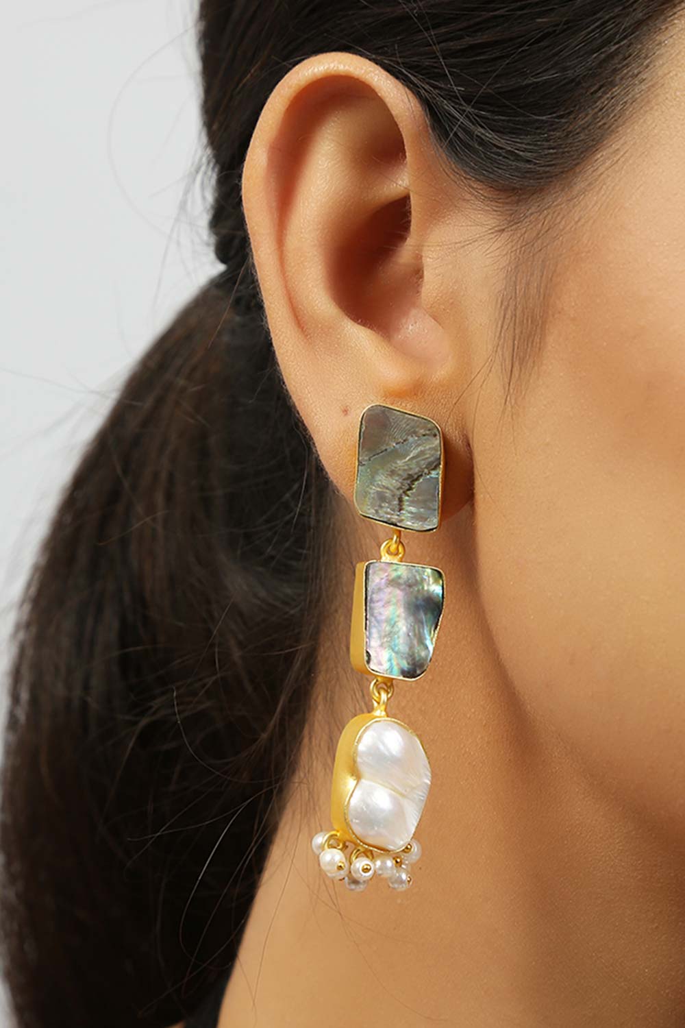 Shop Muriel Contemporary Abalone Baroque Pearl Earrings at best offer at our  Store - One Minute Saree