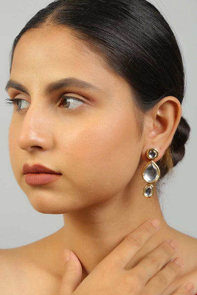 Buy Bianka Tear Drop Shaped Kundan Earrings Online