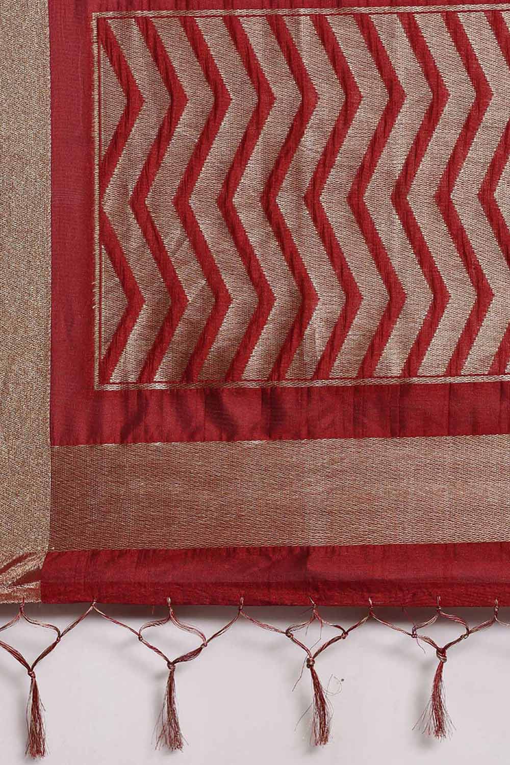 Buy Amber Rust Banarasi Cotton Silk One Minute Saree Online - Front