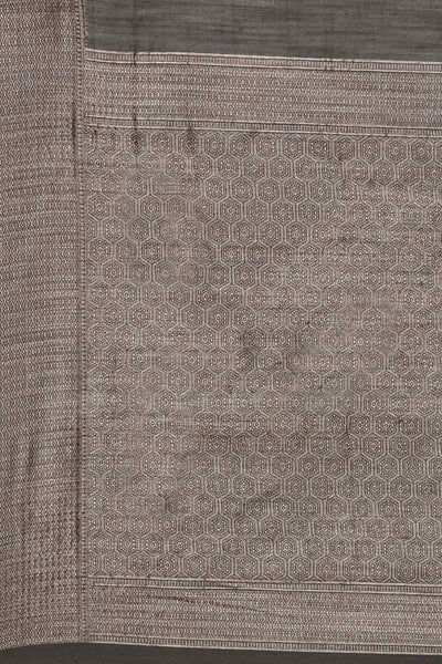 Buy Zohra Grey Floral Woven Linen One Minute Saree Online - Front