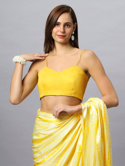 Buy Avril Yellow Modal Satin Tie Dye Sarong Saree Online - Side
