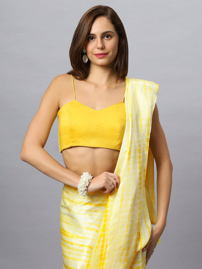 Buy Avril Yellow Modal Satin Tie Dye Sarong Saree Online - Zoom Out