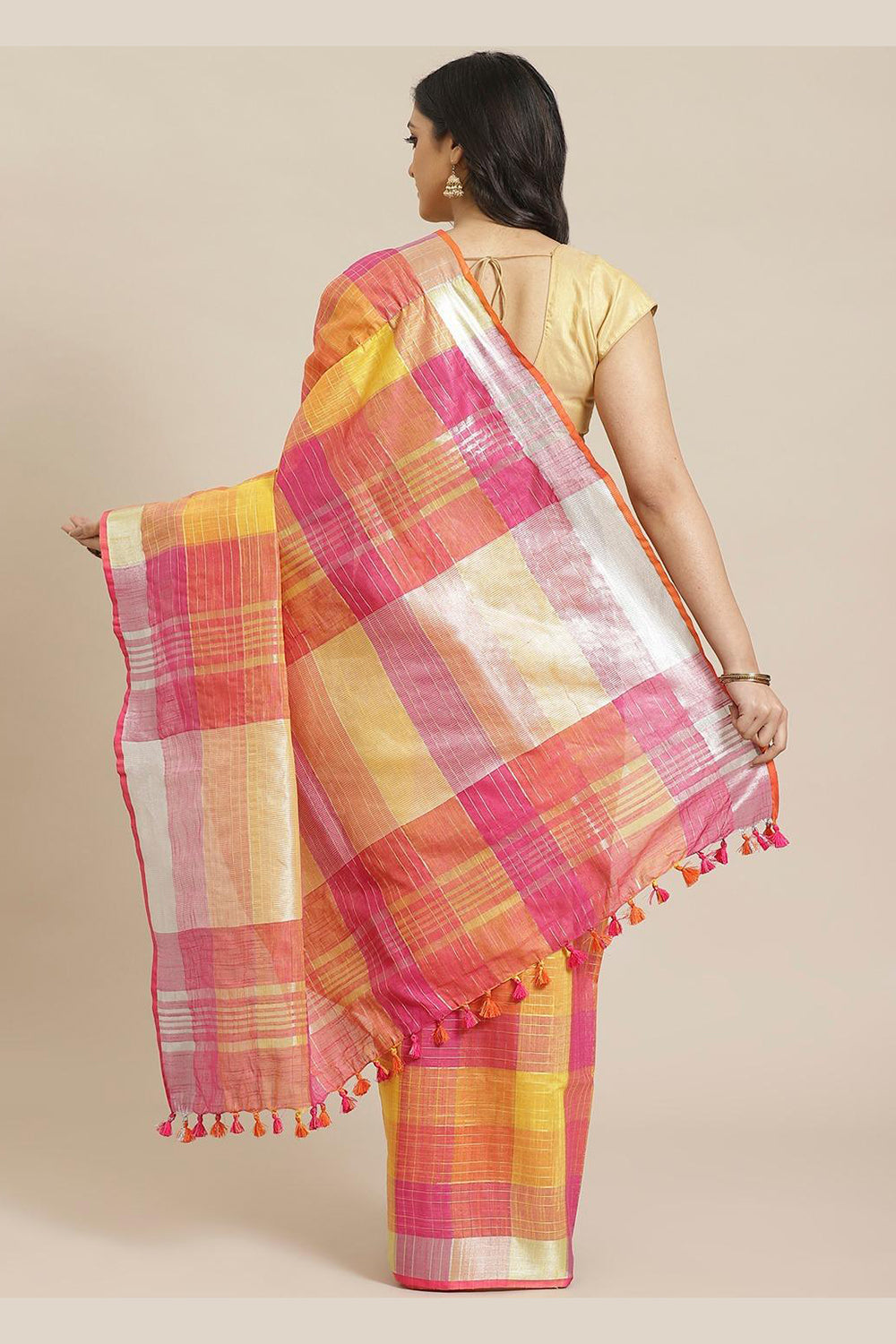 Shop Sonam Multi-Color Woven Linen One Minute Saree at best offer at our  Store - One Minute Saree