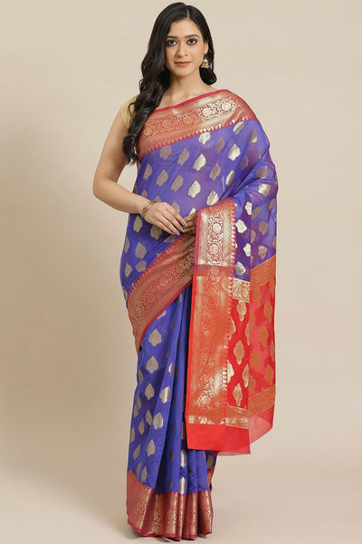 Buy Pia Navy Blue Woven Art Silk One Minute Saree Online - One Minute Saree