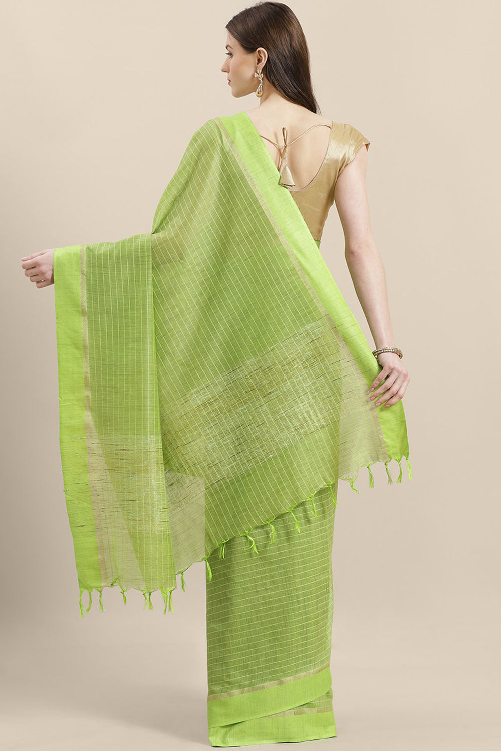 Shop Uma Green Woven Silk One Minute Saree at best offer at our  Store - One Minute Saree