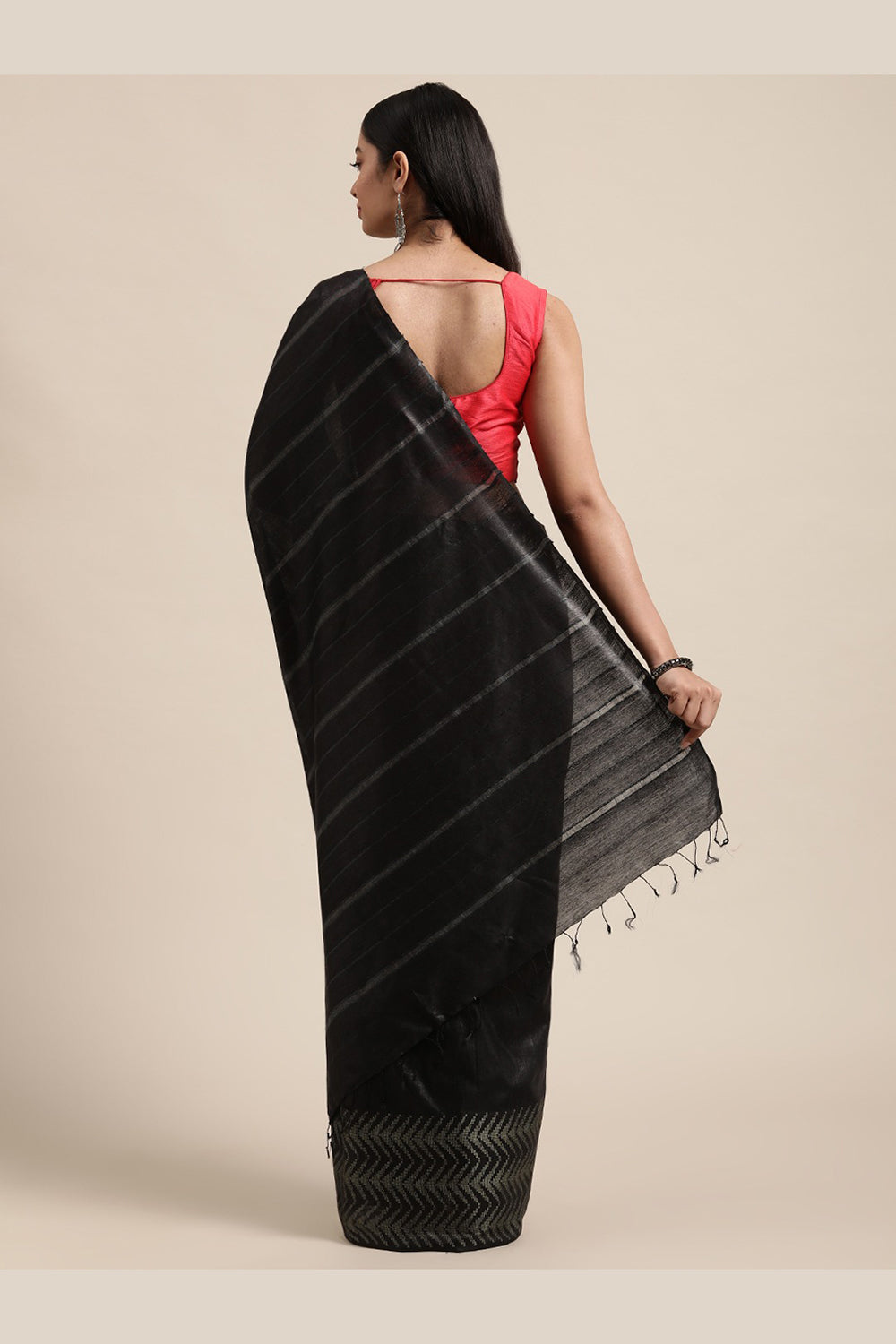 Shop Gina Black Woven Cotton Silk One Minute Saree at best offer at our  Store - One Minute Saree