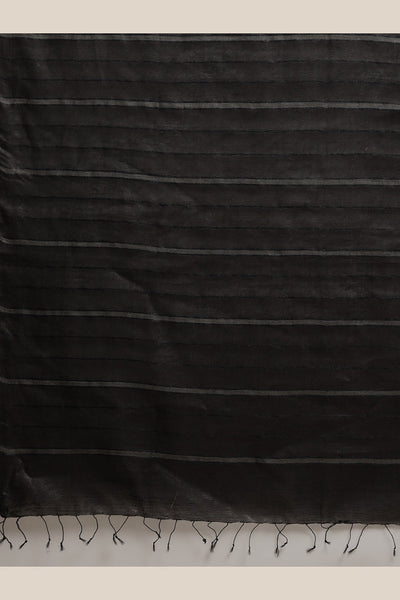 Buy Gina Black Woven Cotton Silk One Minute Saree Online - Back