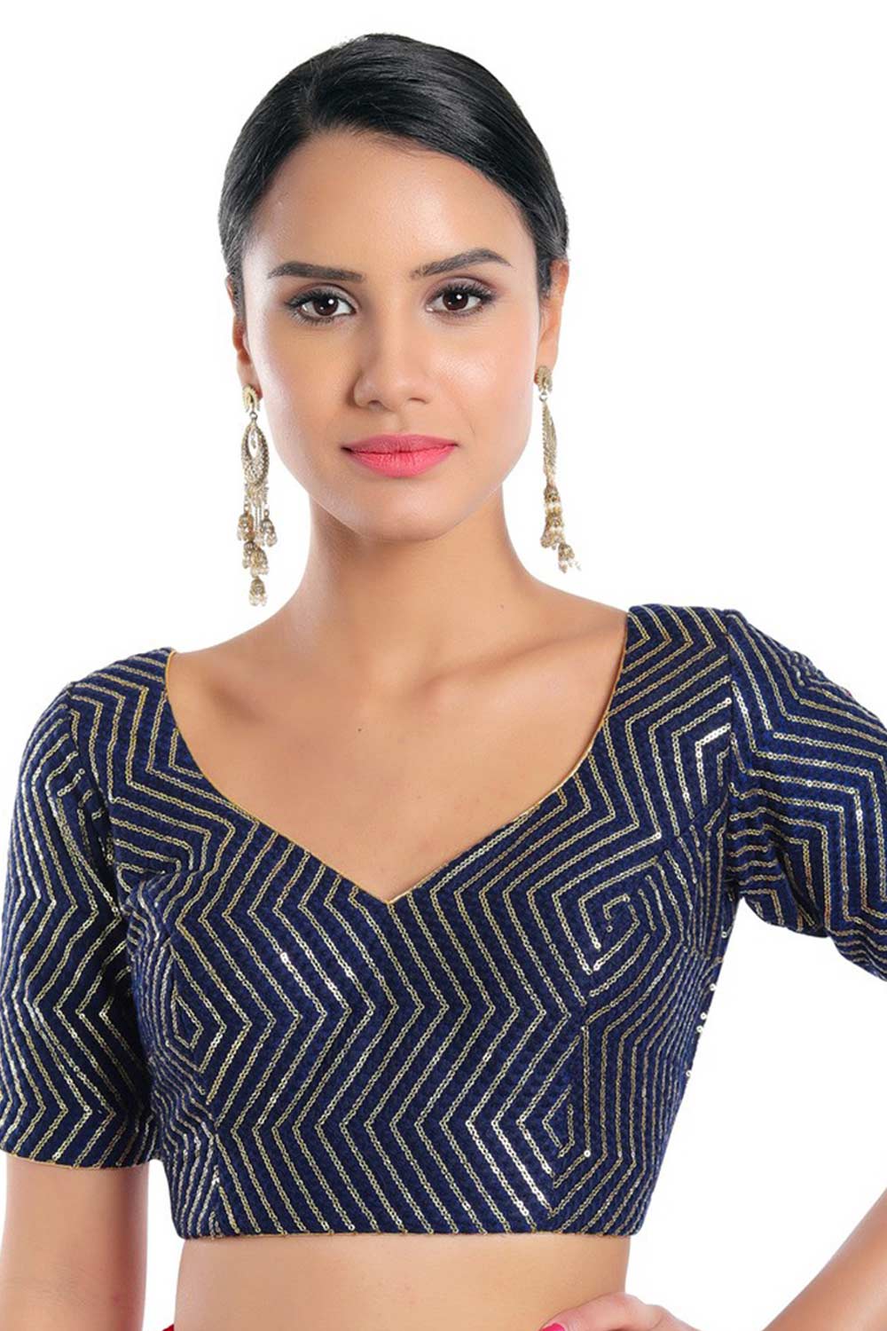 blue sequin blouse