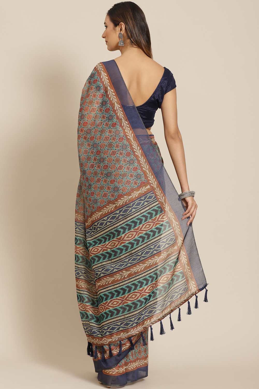 Shop Shubha Multicolor Cotton Block Printed One Minute Saree at best offer at our  Store - One Minute Saree