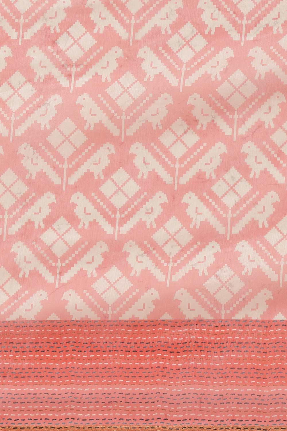 Buy Trina Pink Cotton Block Printed One Minute Saree Online - Back