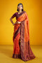 Caryn Orange and Wine Pure Silk Handloom Woven Ready to Wear Saree