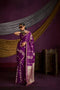 Akari Wine Purple Pure Satin Handloom Weaving Silk Ready to Wear Saree