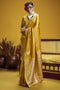 Venu Mustard Yellow Pure Satin Handloom Woven Silk Ready to Wear Saree
