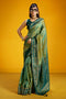 Caryn Teal Green Pure Silk Handloom Woven Ready to Wear Saree