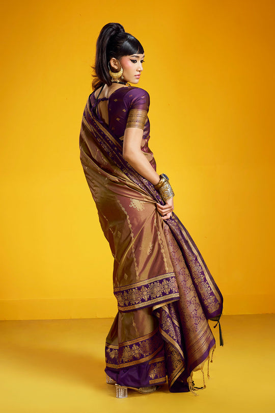 Caryn Brown Pure Silk Handloom Woven Ready to Wear Saree
