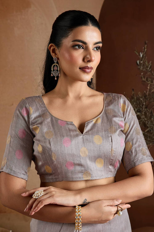 Prerna Soft Dove Grey Handwoven Pure Bhagalpuri Silk Ready to Wear Saree