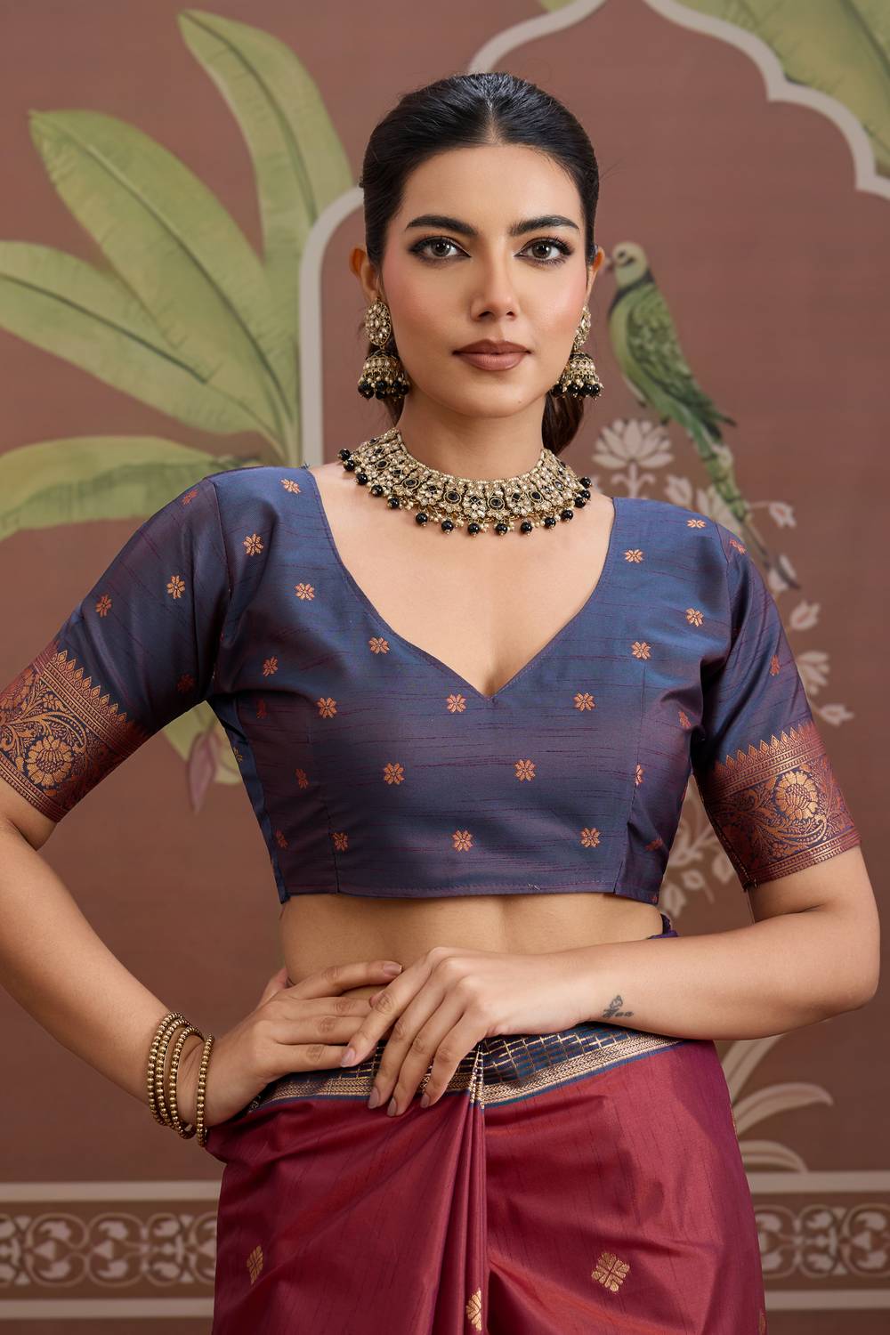 Tessa Red Silk Woven With Zari Work Ready to Wear Saree