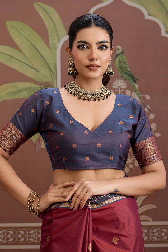 Tessa Red Silk Woven With Zari Work Ready to Wear Saree