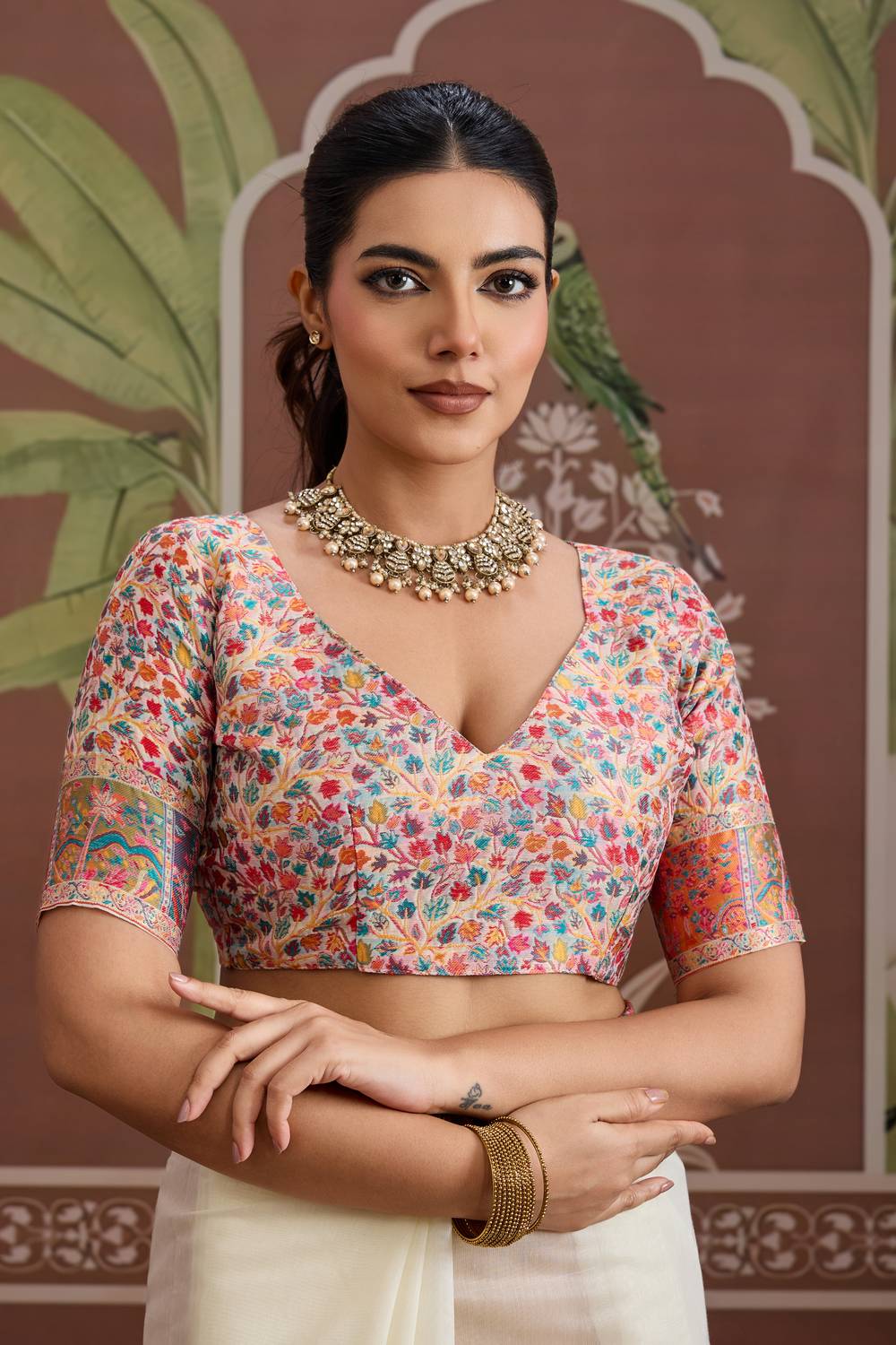 Misha White Modal Cotton Pashmina Woven Ready to Wear Saree