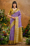 Flora Lavender Paper Silk Handloom Woven Ready to Wear Saree