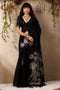 Samara Metal Black Woven Soft Silk with Floral Motif Work Ready to Wear Saree