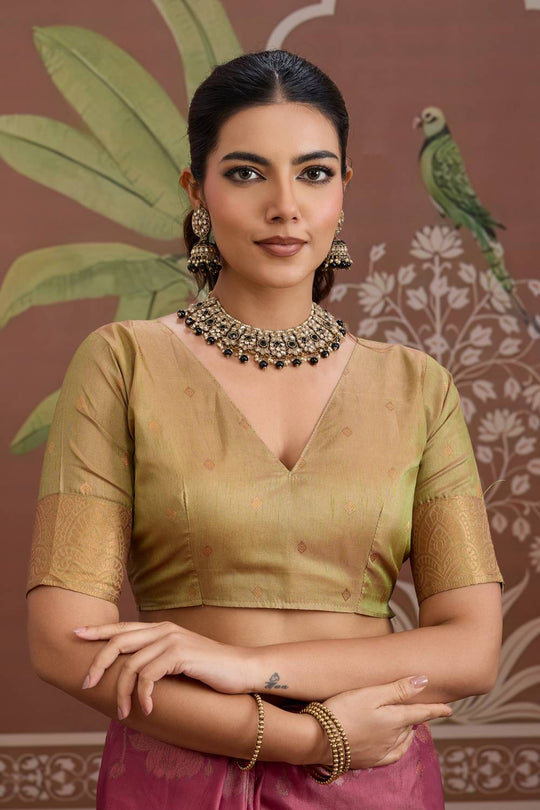 Reishi Mauve Pink Silk Handloom Woven With Zari Border Ready to Wear Saree