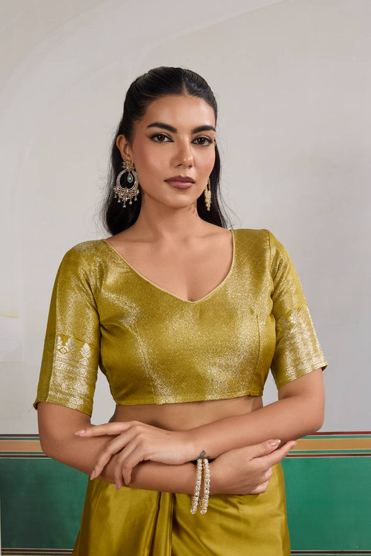 Casey Mustard Yellow Pure Satin Handloom Weaving Ready to Wear Saree