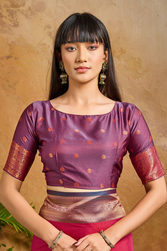 Reishi Red Silk Handloom Woven Ready to Wear Saree