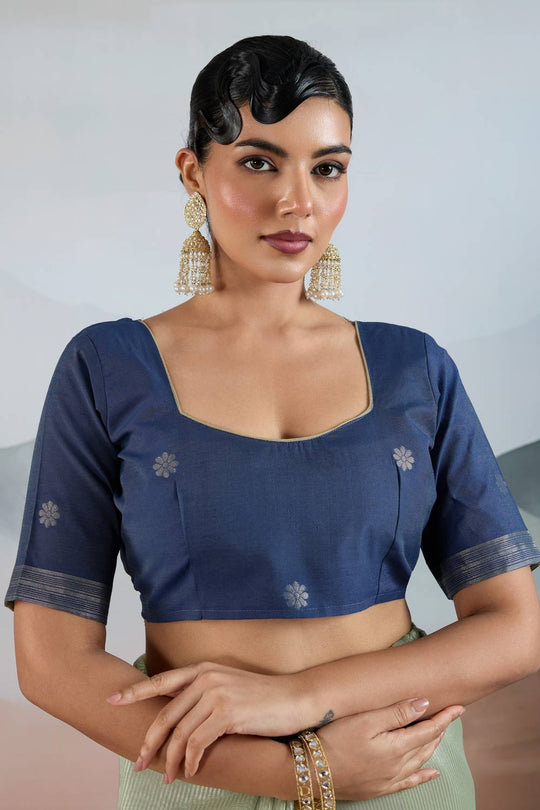 Gaila Summer Green Handloom Zari Tissue Brasso Weaving Ready to Wear Saree