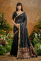 Nikka Black Tussar Silk Handloom Woven Tribal Border Ready to Wear Saree