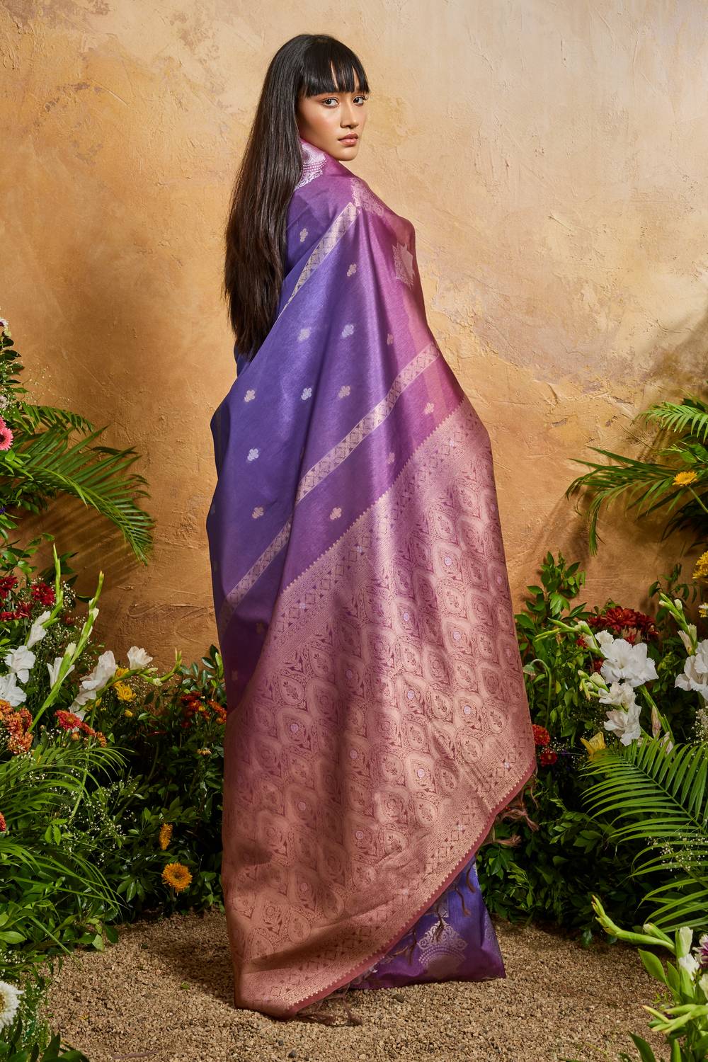 Suri Dark Blue Handloom Woven Paper Silk With Zari Work Ready to Wear One Minute Saree