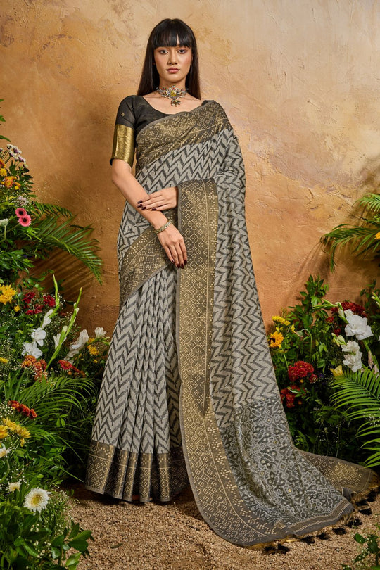 Helen Black Viscose Cotton Handloom Woven Patola Ready to Wear Saree