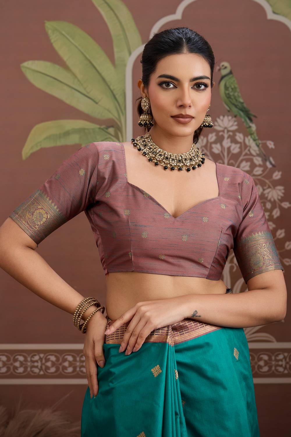 Tessa Teal Green Silk Woven With Zari Work Ready to Wear Saree