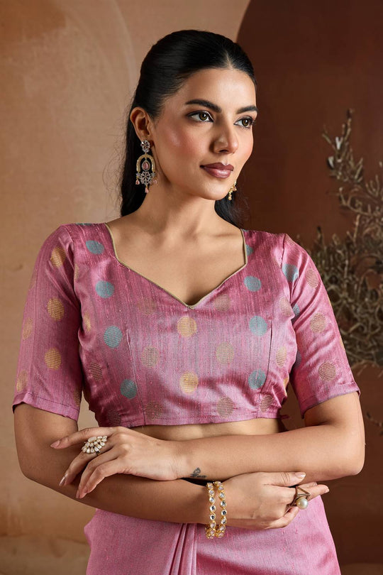 Prerna Mauve Pink Handwoven Pure Bhagalpuri Silk Ready to Wear Saree