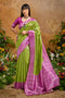 Flora Lime Green Paper Silk Handloom Woven Ready to Wear Saree
