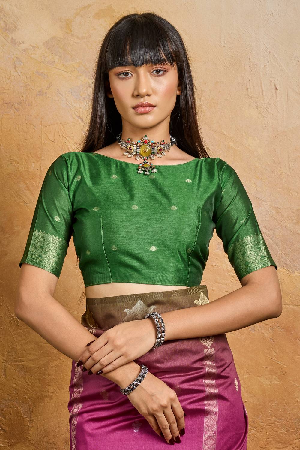 Suri Raspberry Pink Handloom Woven Paper Silk With Zari Work Ready to Wear One Minute Saree