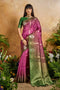 Suri Raspberry Pink Handloom Woven Paper Silk With Zari Work Ready to Wear One Minute Saree