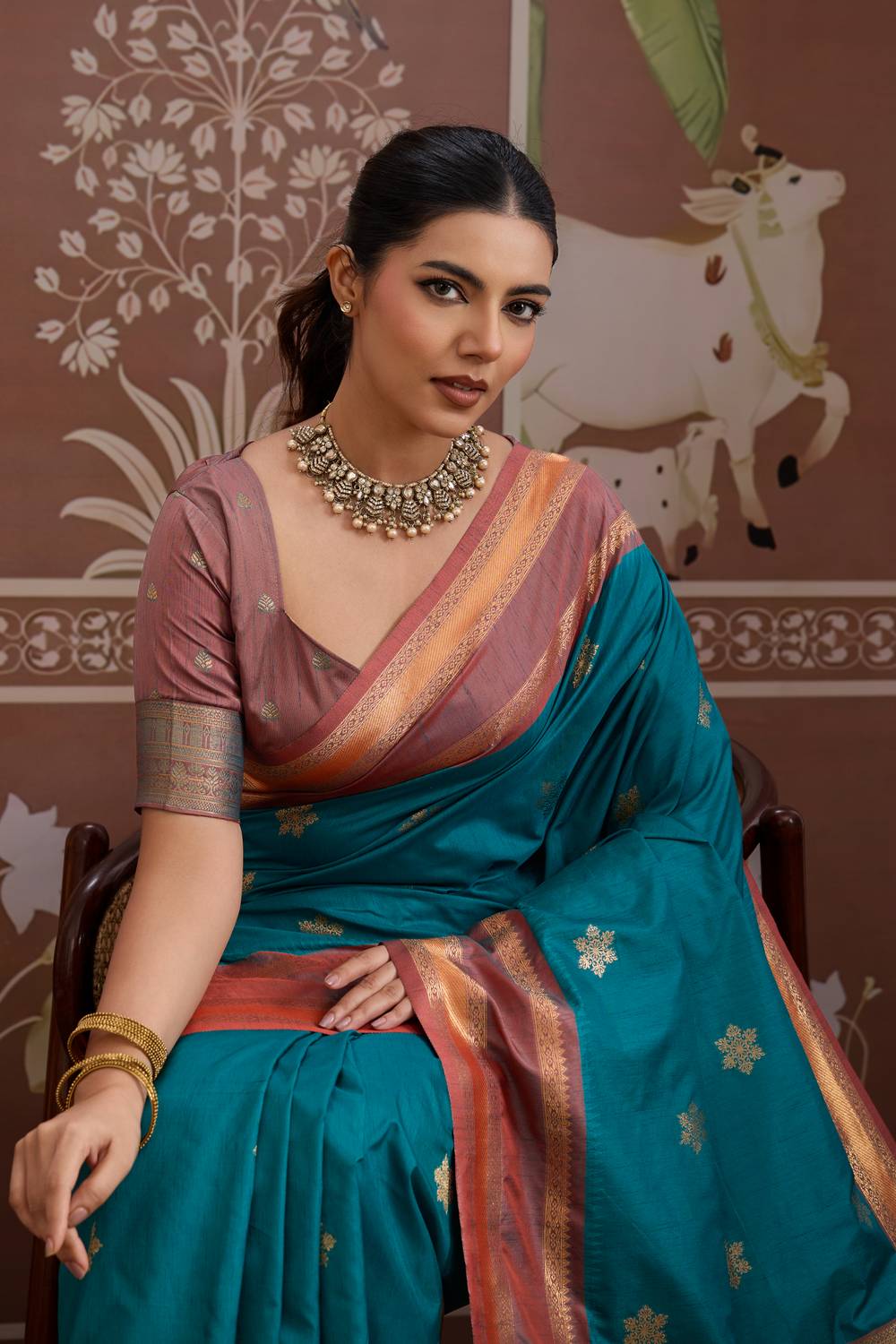 Nima Sea Green Silk Handloom Woven Ready to Wear Saree