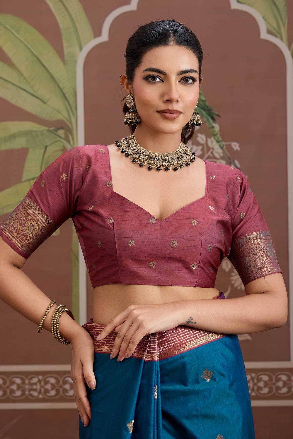 Tessa Royal Teal Blue Silk Woven With Zari Work Ready to Wear Saree