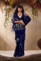 Samara Deep Blue Woven Soft Silk with Floral Motif Work Ready to Wear Saree