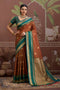 Nima Burnt Orange Silk Handloom Woven Ready to Wear Saree