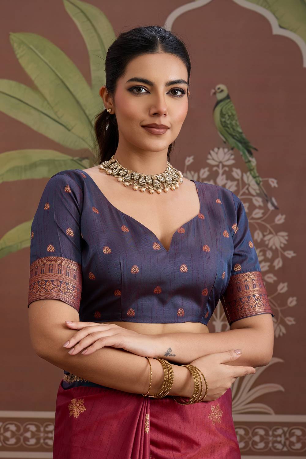 Nima Maroon Silk Handloom Woven Ready to Wear Saree